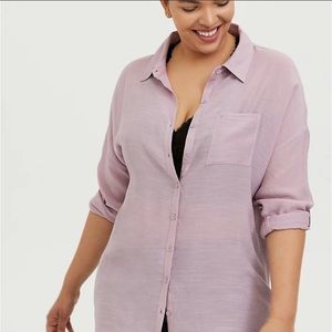 NEW Torrid Button Down Lavender Tunic Top Size 0